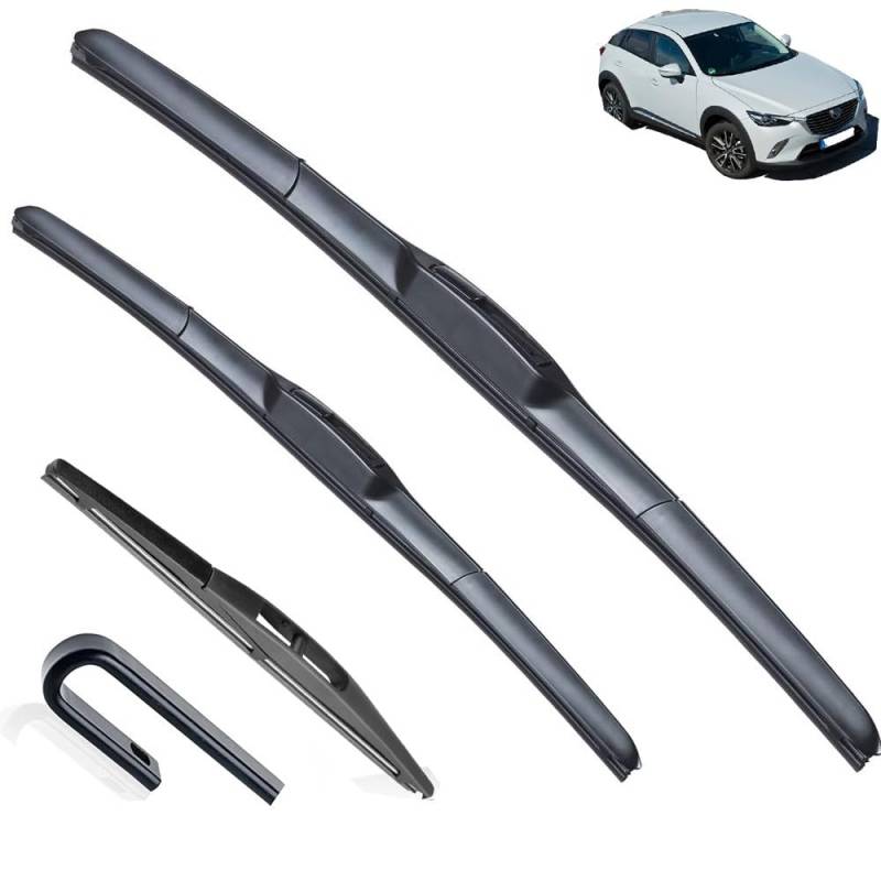 3-teiliges Scheibenwischer-Set for vorne und hinten, kompatibel mit Mazda CX-3 CX3 2014–2023, Windschutzscheibe, Windschutzscheibe, Fensterbürsten, 22 Zoll + 18 Zoll + 10 Zoll von Autopixl