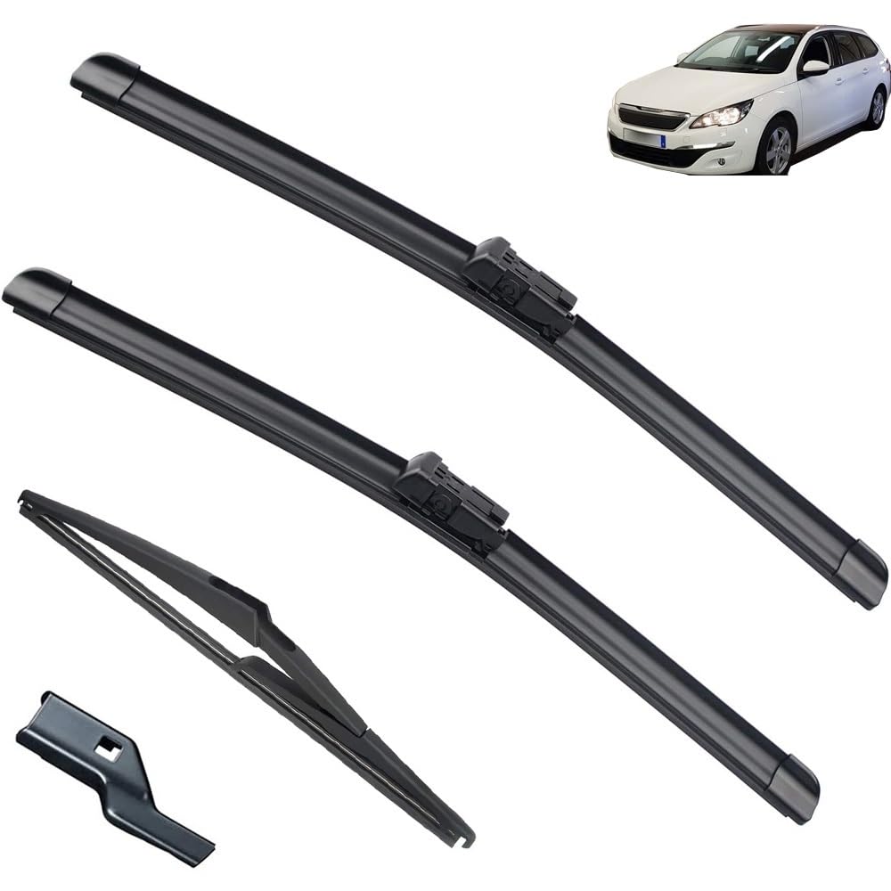 3-teiliges Scheibenwischer-Set for vorne und hinten, kompatibel mit Peugeot 308SW T9 308 Kombi 2014–2020, Windschutzscheibe, Windschutzscheibe, Fenster, 24 Zoll, 18 Zoll, 12 Zoll von Autopixl