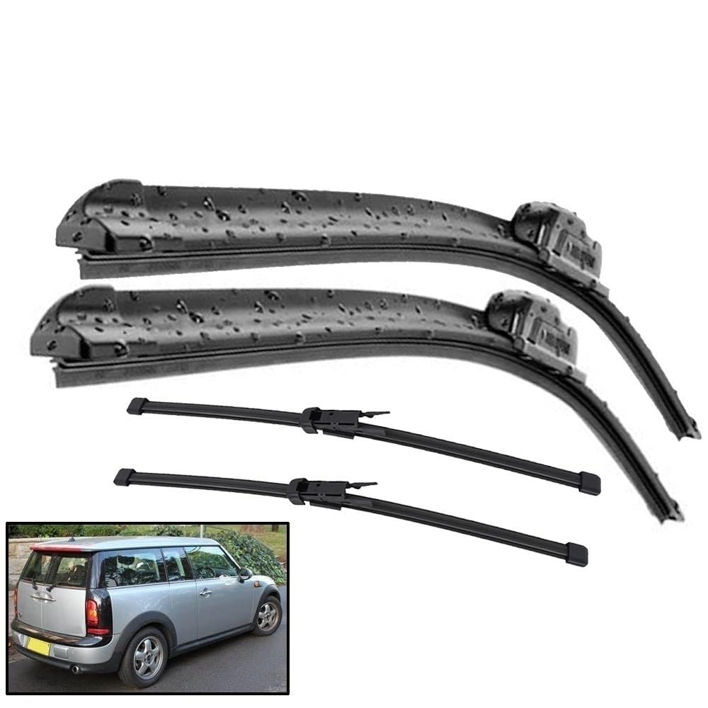 4-teiliges Scheibenwischer-Set for vorne und hinten, kompatibel mit Mini Clubman R55 2007–2012, Windschutzscheibe, Windschutzscheibe, Fensterbürste, 19 Zoll, 18 Zoll, 12 Zoll, 12 Zoll von Autopixl