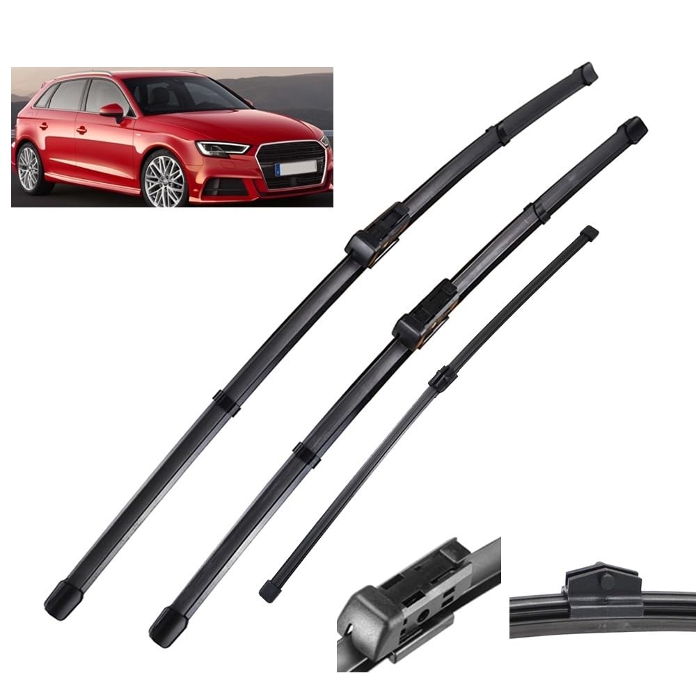 Scheibenwischer-Set for vorne und hinten, kompatibel mit Audi A3 S3 8V 2012–2020, Windschutzscheibe, Windschutzscheibe, Fensterbürsten, 26 Zoll + 16 Zoll + 13 Zoll von Autopixl