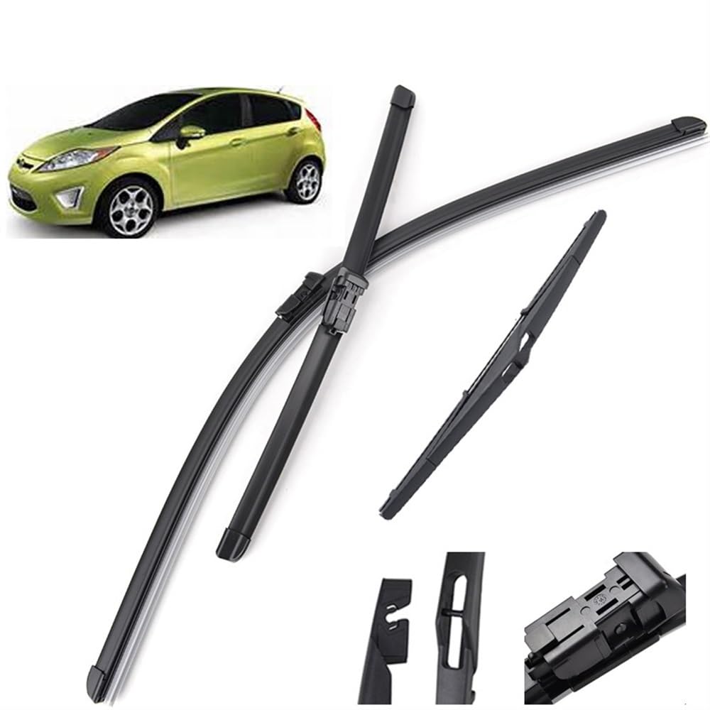 Scheibenwischer vorne und hinten, kompatibel mit Ford Fiesta 7 2008–2016, Windschutzscheibe, Windschutzscheibe, Fensterbürsten, 26 Zoll + 15 Zoll + 12 Zoll (Size : Left Hand Drive) von Autopixl