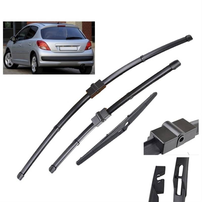 Scheibenwischer vorne und hinten, kompatibel mit Peugeot 207 Schrägheck 2006–2014, Windschutzscheibe, Windschutzscheibe, Fenster, 26 Zoll + 17 Zoll + 16 Zoll von Autopixl