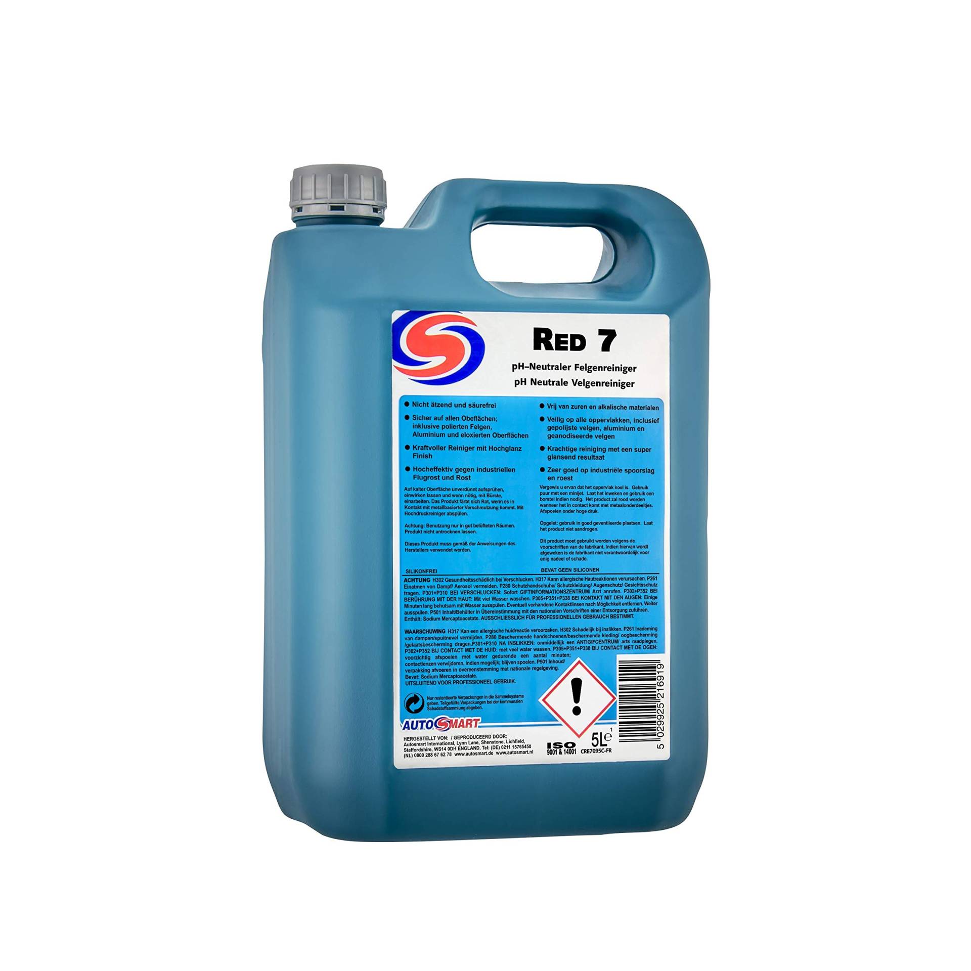 Autosmart International Red 7 PH-neutraler Felgenreiniger 5 Liter von Autosmart International