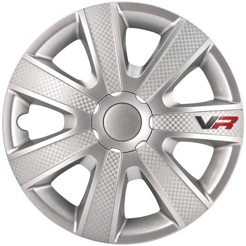 AUTO-STYLE Satz Radzierblenden VR 15-Zoll Silber/Karbon-Look/Logo von AUTO-STYLE