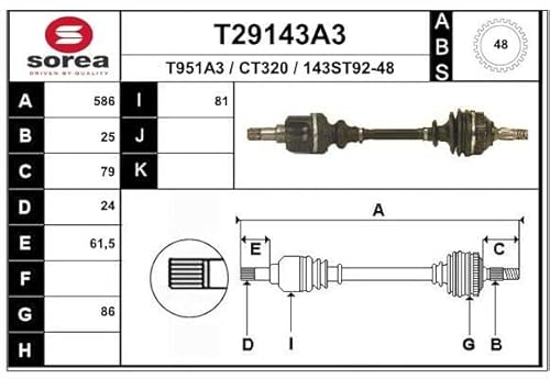 Antriebswelle Links Kompatibel mit Citroen Xsara Break Kombi 1997-2005 von Autoteile Gocht von Autoteile Gocht