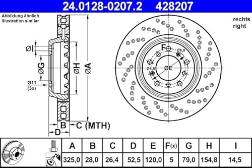 Bremsscheibe Scheibenbremse Vorne Rechts Kompatibel mit BMW E46 Cabrio 2001-2006 von Autoteile Gocht von Autoteile Gocht