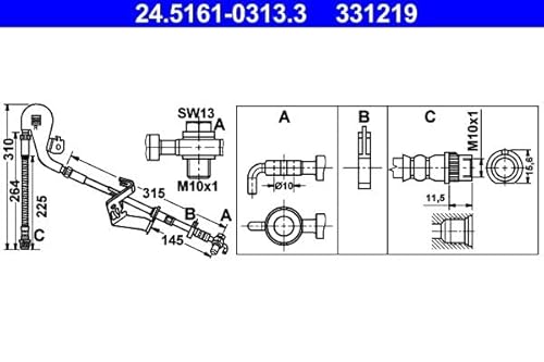 Bremsschlauch Vorne Rechts Kompatibel mit Citroen C5 III Break Kombi 2008-2017 von Autoteile Gocht von Autoteile Gocht