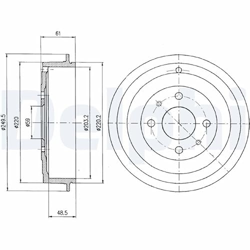 Bremstrommel Hinten Kompatibel mit Alfa 145 930 1997-2001 von Autoteile Gocht von Autoteile Gocht