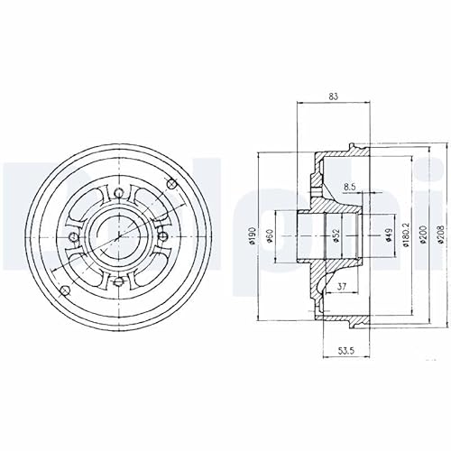 Bremstrommel Hinten Kompatibel mit Renault 19 I Cabrio D53 1991-1992 von Autoteile Gocht von Autoteile Gocht