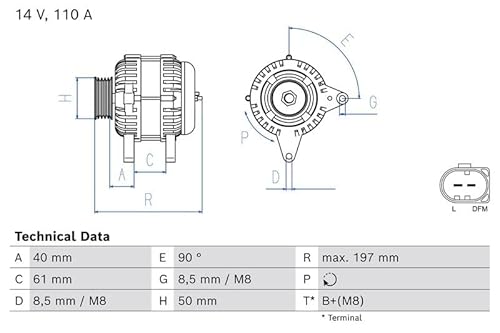 Lichtmaschine Generator Kompatibel mit VW Transporter T5 7HB 7HJ 7EB 7EJ 2009-2015 von Autoteile Gocht von Autoteile Gocht