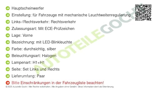 Hauptscheinwerfer Vorne Links/Rechts Kompatibel mit BMW 1995-2004 von von Autoteile Gocht