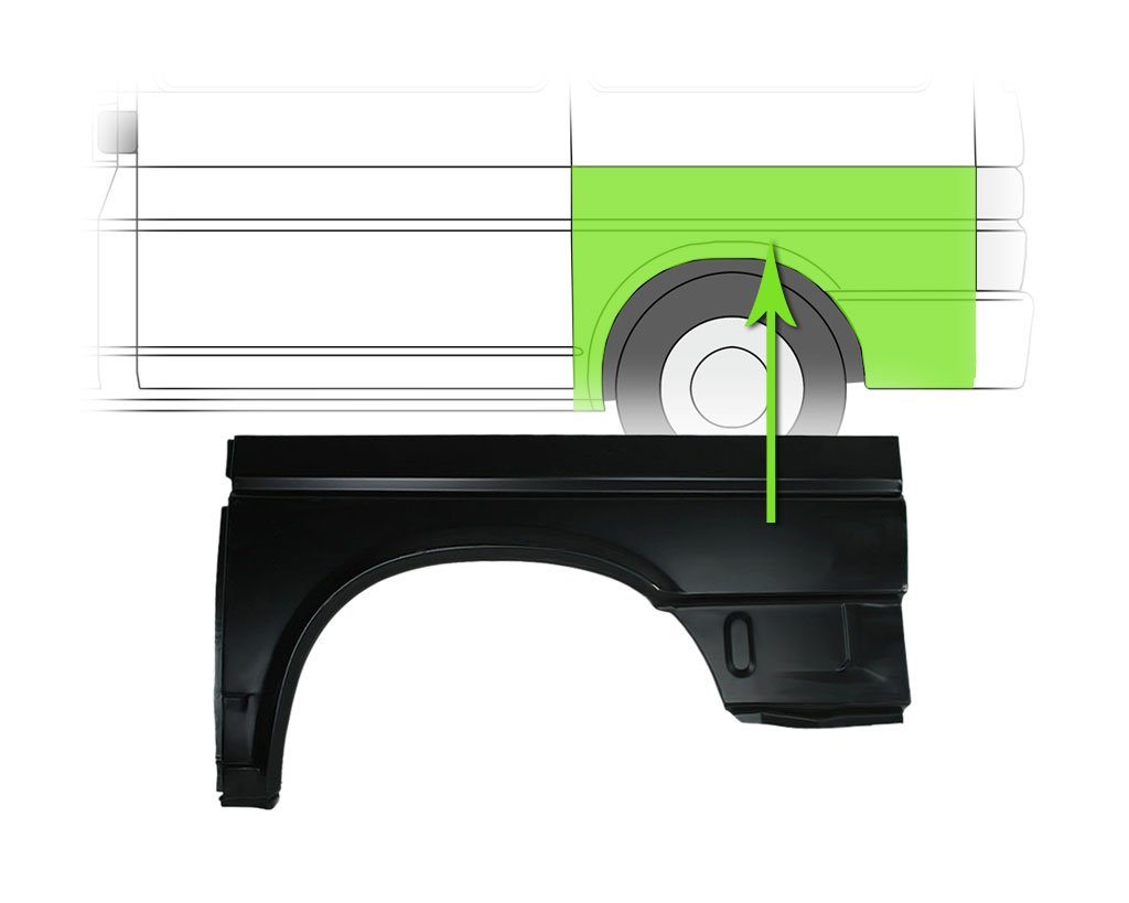 Kotflügel Seitenwand Seitenteil Verzinkt Hinten Links Kompatibel mit VW Transporter T4 Kasten 70A 70H 7DA 7DH 90-03 von Autoteile Gocht