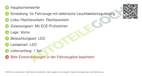 LED Scheinwerfer Set u. Links Kompatibel mit von Autoteile Gocht von Autoteile Gocht