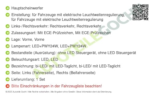 LED Scheinwerfer Set u. Links Kompatibel mit von Autoteile Gocht von Autoteile Gocht