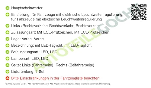 LED Scheinwerfer Set u. Links Kompatibel mit von Autoteile Gocht von Autoteile Gocht