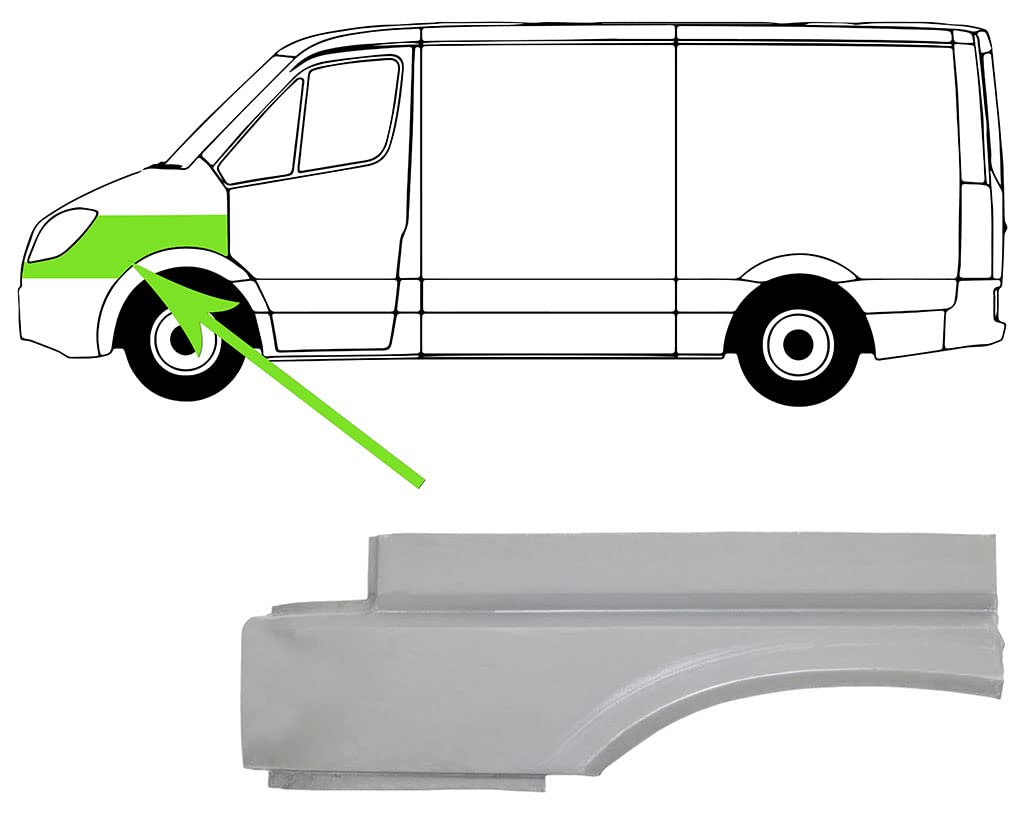 Reparaturblech für Kotflügel Stahl Verzinkt Links Kompatibel mit VW Transporter T4 70E 70L 70M 7DE 7DL 90-96 von Autoteile Gocht von Autoteile Gocht