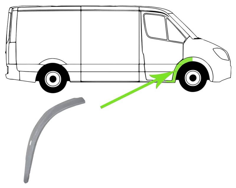 Reparaturblech für Radhaus Kotflügel Stahl Hinten Rechts Kompatibel mit VW Transporter T4 70B 70C 7DB 7DK 70J 70K 7DC 1990-03 von Autoteile Gocht von Autoteile Gocht