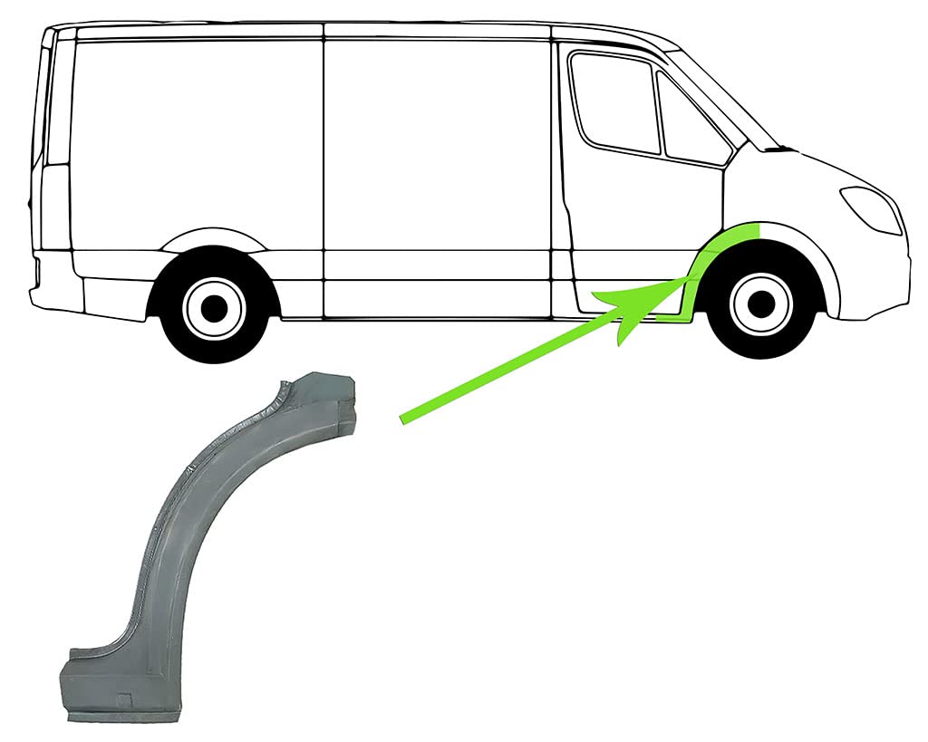 Reparaturblech für Radhaus Kotflügel Stahl Hinten Rechts Kompatibel mit VW Transporter T4 70A 70H 7DA 7DH 1990-03 von Autoteile Gocht von Autoteile Gocht