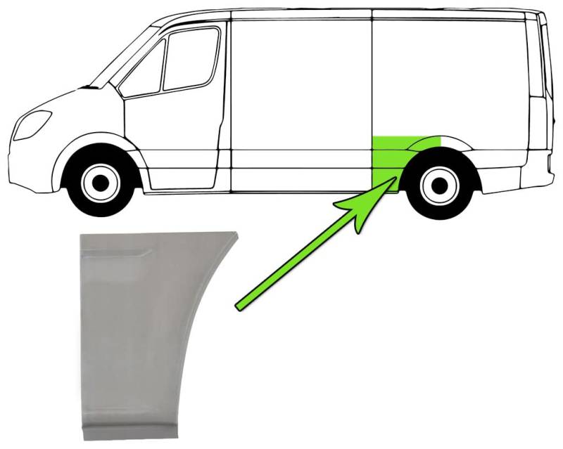 Reparaturblech Kompatibel mit Radlauf Seitenwand Verzinkt Kompatibel mit Ford Transit Connect P65 06-13 von Autoteile Gocht