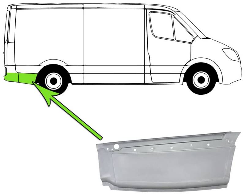 Reparaturblech für Radlauf Seitenwand Verzinkt Hinten Rechts Kompatibel mit Mercedes Sprinter 3,5-T B906 06-18 von Autoteile Gocht von Autoteile Gocht