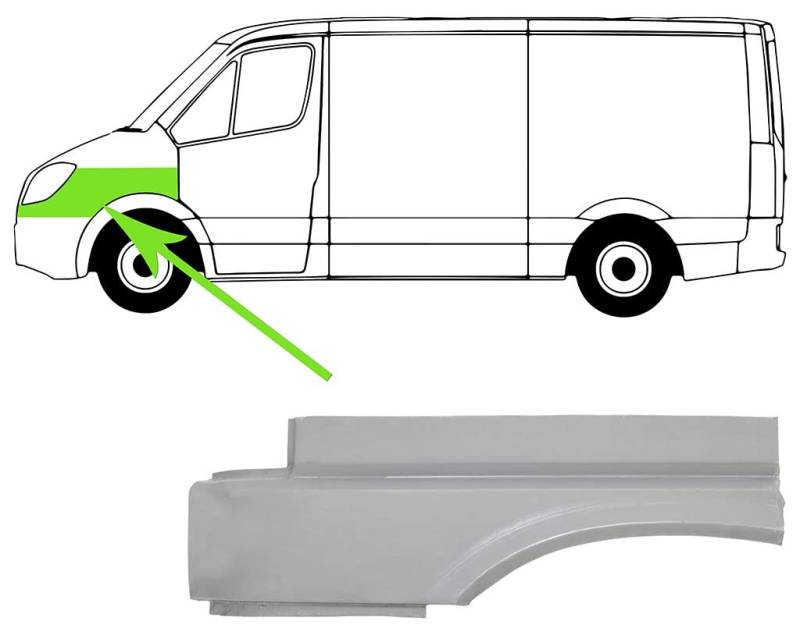 Kotflügel Reparaturblech Set Vorne Links und Rechts Kompatibel mit VW Transporter T4 70B 70C 7DB 7DK 70J 70K 7DC 7DJ 1996-2003 von Autoteile Gocht von Autoteile Gocht