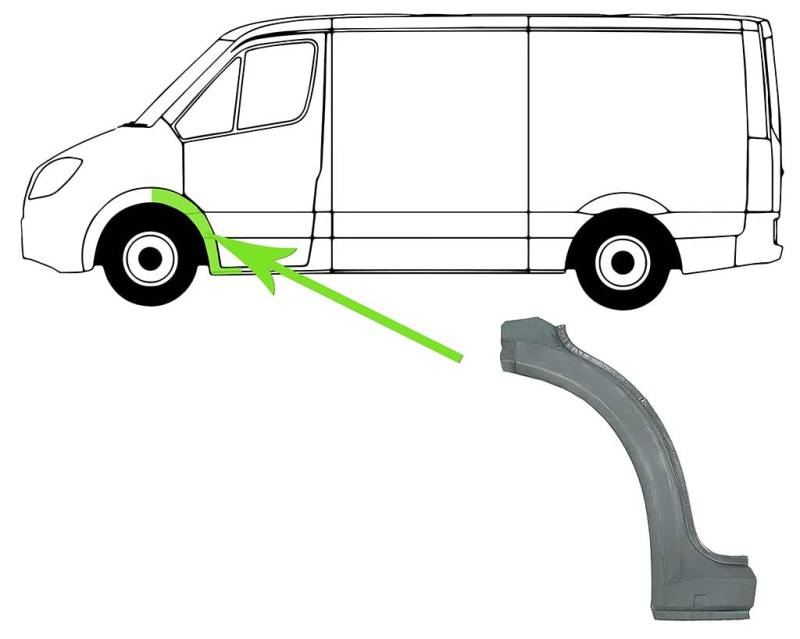 Reparaturblech für Radhaus Kotflügel Stahl Hinten Links Kompatibel mit VW Transporter T4 70B 70C 7DB 7DK 70J 70K 7DC 7DJ 1990-03 von Autoteile Gocht von Autoteile Gocht