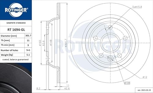 Set 2x Bremsscheibe Hinten Kompatibel mit Ford Galaxy II WA6 2006-2015 von Autoteile Gocht von Autoteile Gocht