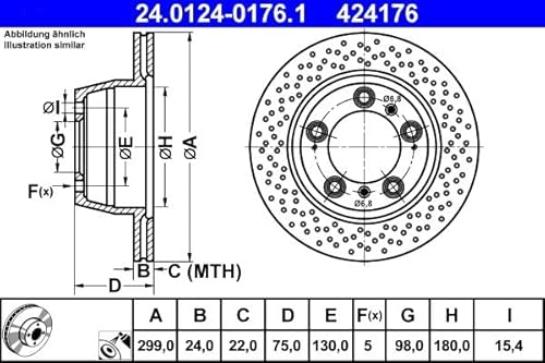 Set 2x Bremsscheibe Hinten Kompatibel mit Porsche 911 Cabrio 996 997 1997-2008 von Autoteile Gocht von Autoteile Gocht