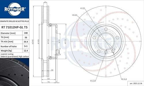 Set 2x Bremsscheibe Vorne Kompatibel mit BMW E60 Limo 2004-2010 von Autoteile Gocht von Autoteile Gocht