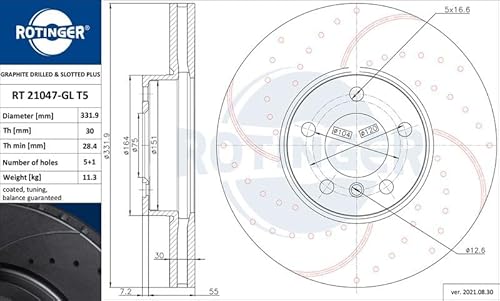 Set 2x Bremsscheibe Vorne Kompatibel mit BMW X5 E70 F15 F85 2006-2018 von Autoteile Gocht von Autoteile Gocht