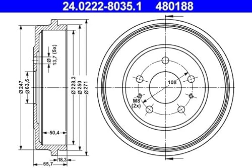 Set 2x Bremstrommel Hinten Kompatibel mit Ford Focus II Limo DB 2005-2011 von Autoteile Gocht von Autoteile Gocht