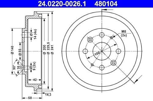 Set 2x Bremstrommel Hinten Kompatibel mit Mazda 323 P V BA 1996-1998 von Autoteile Gocht von Autoteile Gocht