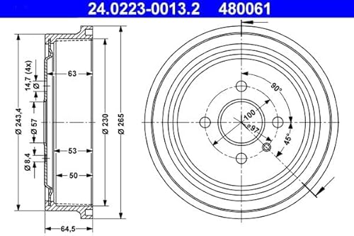 Set 2x Bremstrommel Hinten Kompatibel mit Opel Astra G Classic T98 2004-2009 von Autoteile Gocht von Autoteile Gocht