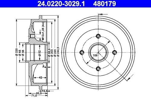 Set 2x Bremstrommel Hinten Kompatibel mit Peugeot 1007 KM 2005-2011 von Autoteile Gocht von Autoteile Gocht