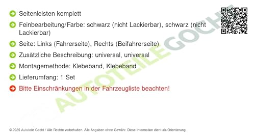 Set Zierleiste Schutzleiste für Tür Set u. Vorne Links/Rechts Kompatibel mit Fiat Panda 312 319 2012-> von Autoteile Gocht von Autoteile Gocht