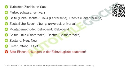 Türleisten Zierleisten Satz Set + Vorne Links/Rechts Kompatibel mit Hyundai i30 GD 2011-2016 von Autoteile Gocht von Autoteile Gocht