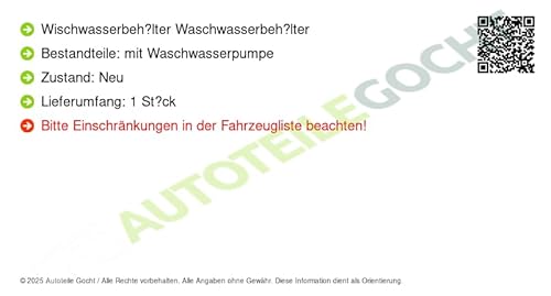 Wischwasserbehälter Waschwasserbehälter Kompatibel mit Ford Ranger ER EQ ET TKE 2002-2012 von Autoteile Gocht von Autoteile Gocht