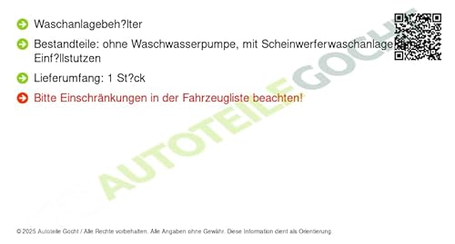 Wischwasserbehälter Waschwasserbehälter Scheibenreinigung Kompatibel mit Honda von Autoteile Gocht