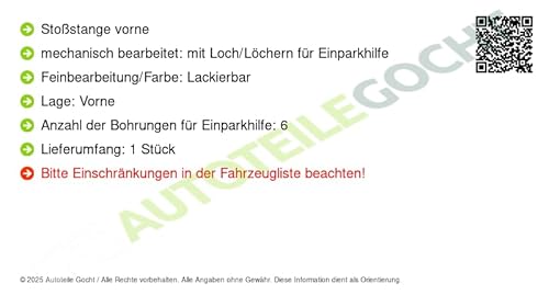 Wunschfarbe Lackiert Stoßstange PDC Vorne Kompatibel mit Ford 2014-2020 von von Autoteile Gocht