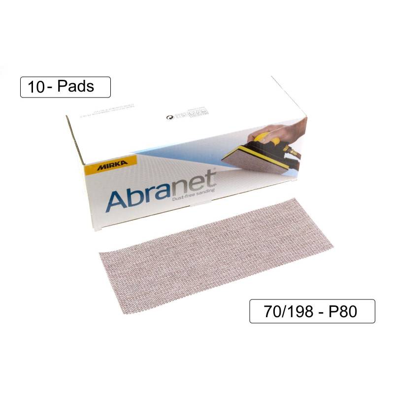 10 x Mirka Abranet 70 mm x 198 mm - P80 Schleifgitter Schleifbogen Netz