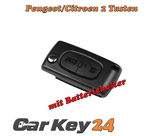 CarKey24 2-Tasten Klappschlüssel Gehäuse für Citroën C2 C3 C4 C5 C6 Berlingo, Schwarz, Kunststoff, Pkw, Van, SUV von Inconnu