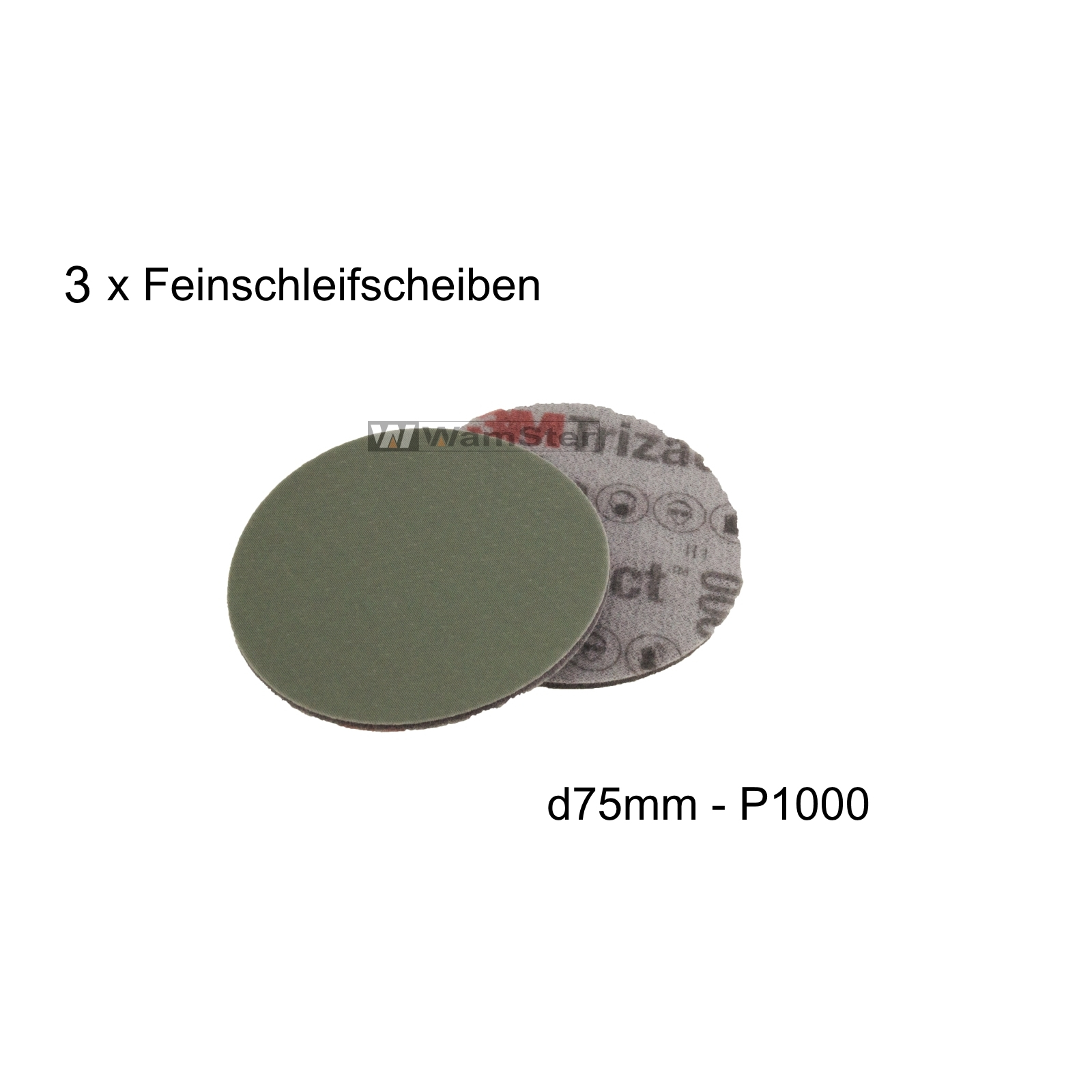 3 x 3M Hookit® Trizact® d75 mm - P1000 - Feinschleifscheibe 50413