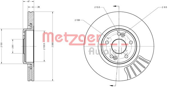 Bremsscheibe Vorderachse Metzger 6110478 von Metzger