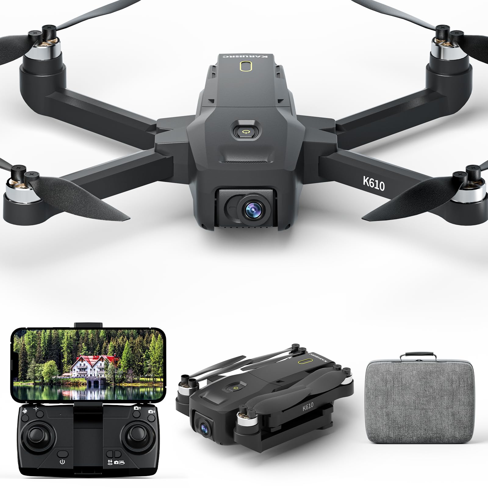 GPS Drohne mit 4K Kamera für Erwachsene, Auto Return, 5G WiFi Übertragung, RC Quadcopter mit bürstenlosem Motor, faltbare Drohnen mit optischer Positionsbestimmung für Anfänger, 2 Batterien von karuisrc