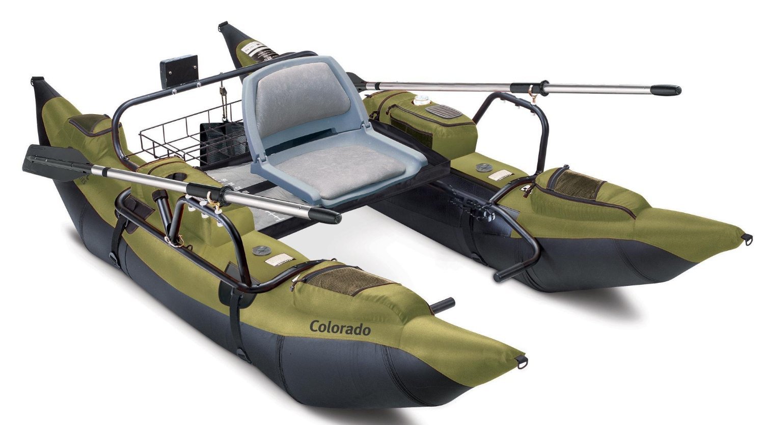 Klassische Zubeh-r 69660 - Colorado 9 Fu- High-Capacity Ponton-Boot mit gepolstertem Sitz - Sage-Schwarz von Klassische Zubehör