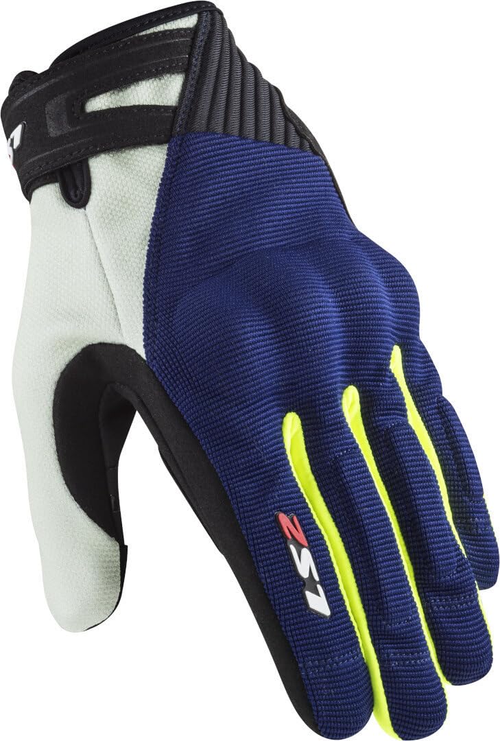 LS2 70011F0126M Motorradhandschuhe Dart 2, Herren, Blau/Gelb, M von LS2