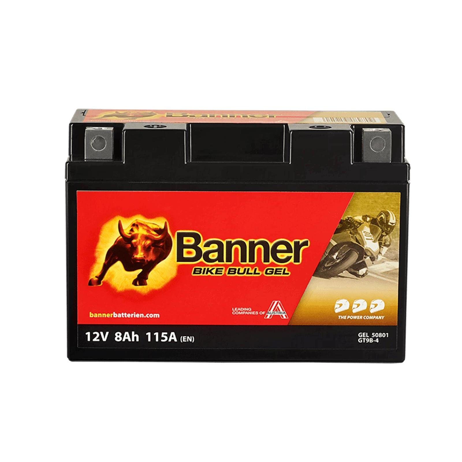 Motorrad Batterie YT9B-4 AGM GEL 8Ah 12Volt 50801 Yamaha Banner von Banner