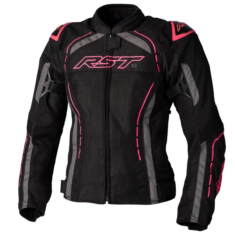 RST Damen S1 Mesh CE Textil-Jacke Schwarz/Neon Pink Größe: S