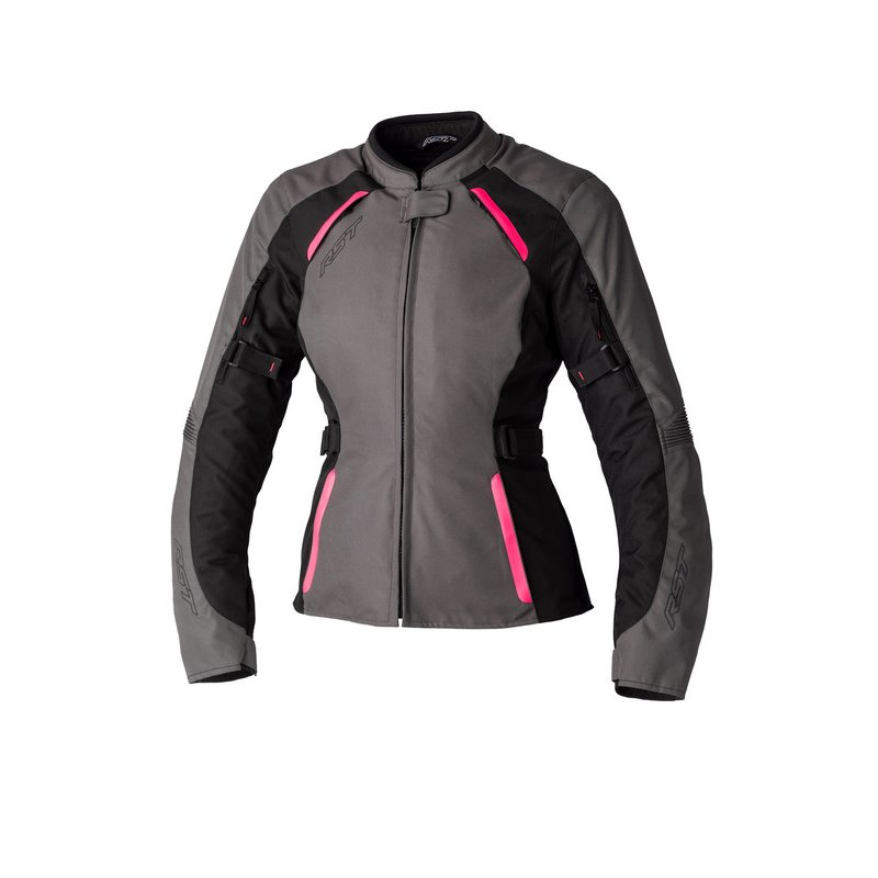 RST Ladies Ava CE Textil-Jacke Grau/Schwarz/Neon Pink Größe: L