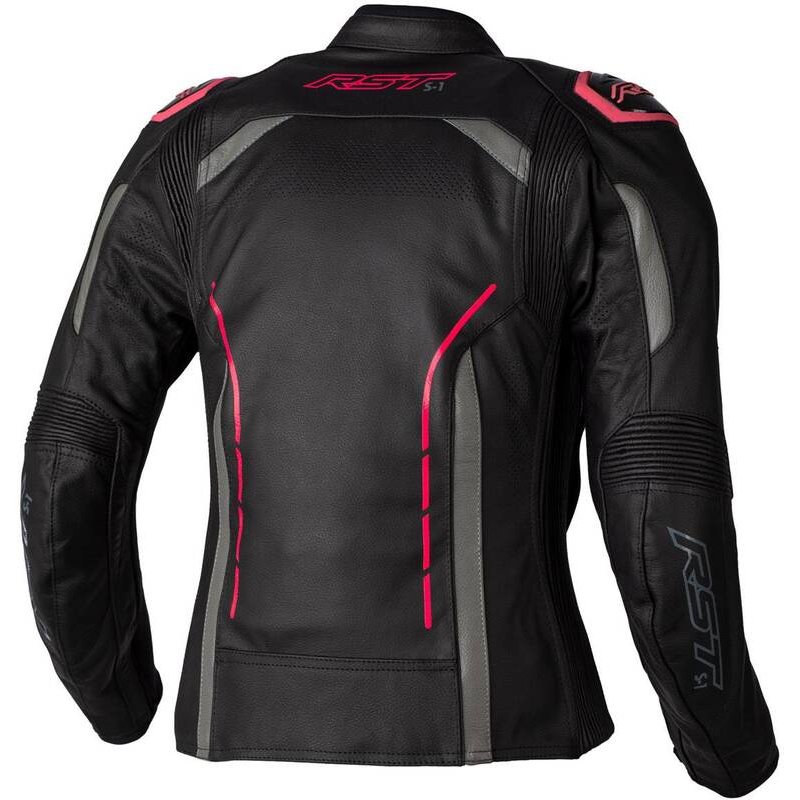 RST Damen S1 CE Lederjacke Schwarz/Neon Pink Größe: 3XL